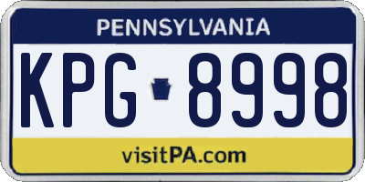 PA license plate KPG8998