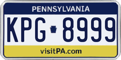 PA license plate KPG8999