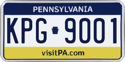 PA license plate KPG9001