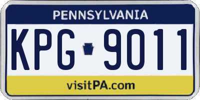 PA license plate KPG9011