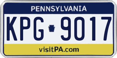 PA license plate KPG9017