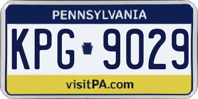 PA license plate KPG9029