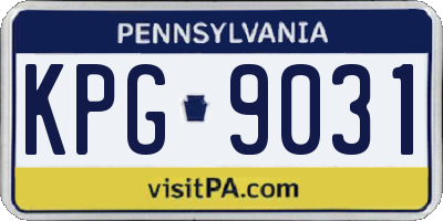 PA license plate KPG9031