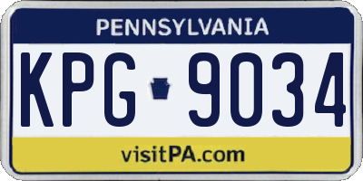 PA license plate KPG9034