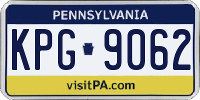 PA license plate KPG9062