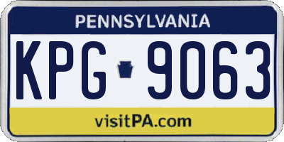 PA license plate KPG9063