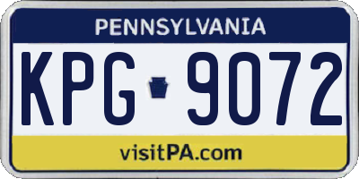 PA license plate KPG9072