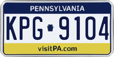PA license plate KPG9104