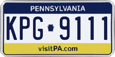 PA license plate KPG9111