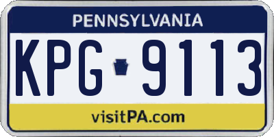 PA license plate KPG9113