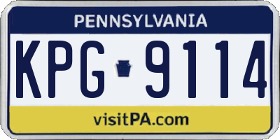 PA license plate KPG9114