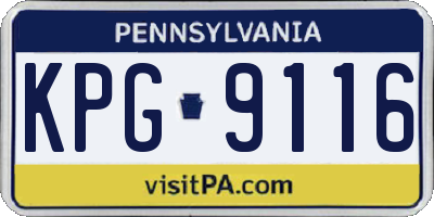 PA license plate KPG9116