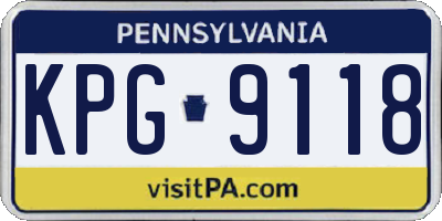 PA license plate KPG9118