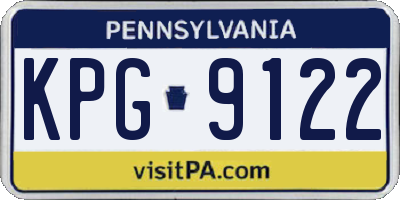 PA license plate KPG9122