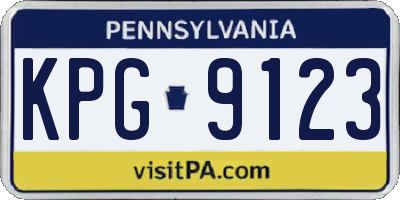 PA license plate KPG9123