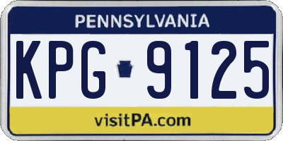 PA license plate KPG9125