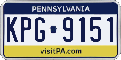 PA license plate KPG9151