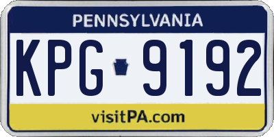 PA license plate KPG9192
