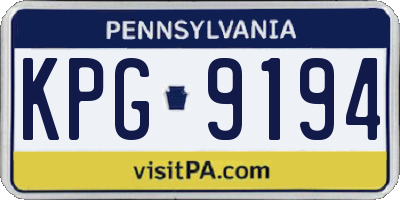 PA license plate KPG9194
