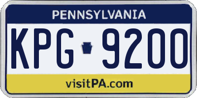 PA license plate KPG9200