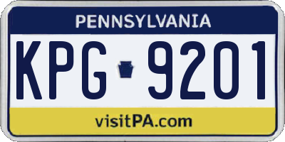 PA license plate KPG9201