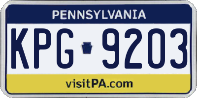 PA license plate KPG9203