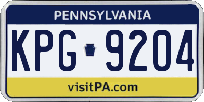 PA license plate KPG9204