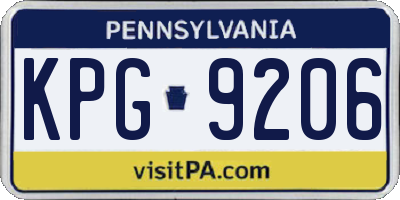 PA license plate KPG9206