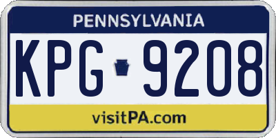 PA license plate KPG9208
