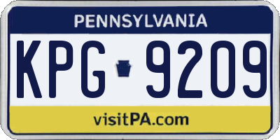 PA license plate KPG9209