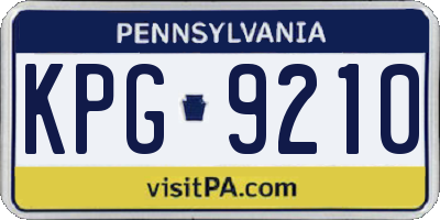 PA license plate KPG9210