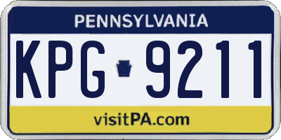 PA license plate KPG9211