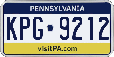 PA license plate KPG9212
