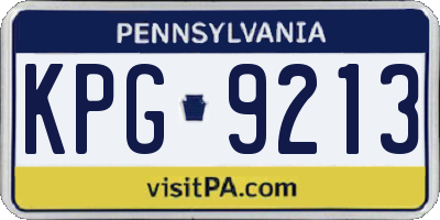 PA license plate KPG9213