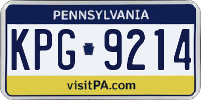 PA license plate KPG9214