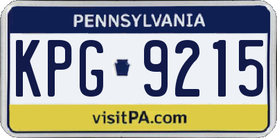 PA license plate KPG9215