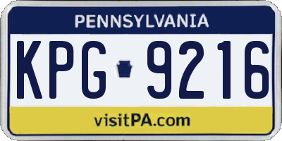 PA license plate KPG9216