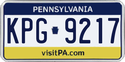 PA license plate KPG9217