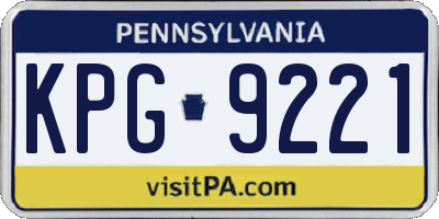 PA license plate KPG9221