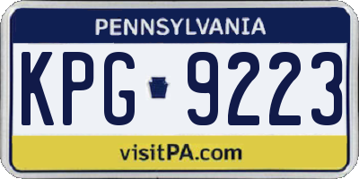PA license plate KPG9223