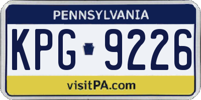PA license plate KPG9226