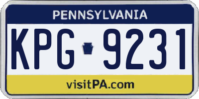 PA license plate KPG9231
