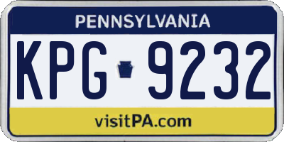 PA license plate KPG9232
