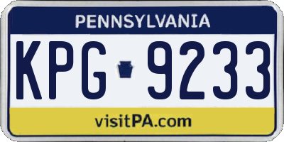 PA license plate KPG9233