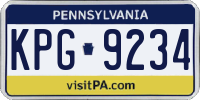 PA license plate KPG9234