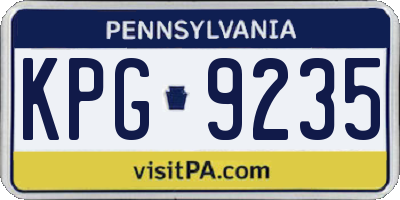 PA license plate KPG9235