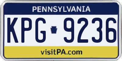 PA license plate KPG9236