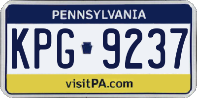 PA license plate KPG9237