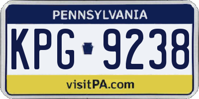 PA license plate KPG9238
