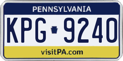 PA license plate KPG9240